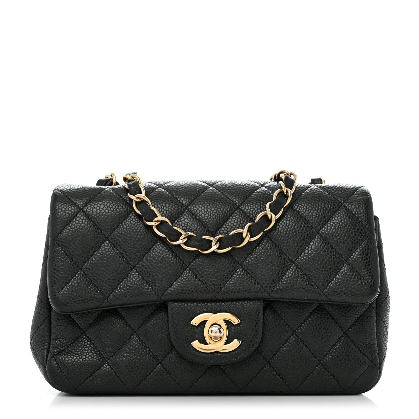 Metallic Caviar Quilted Mini Rectangular Flap Black