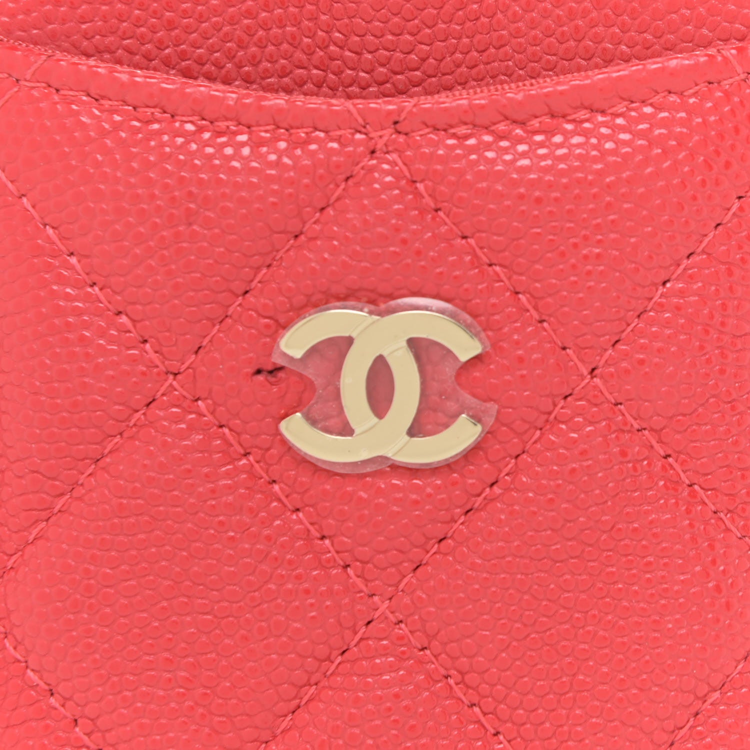 Chanel Caviar Quilted Card Holder On Chain Red 7 of 10