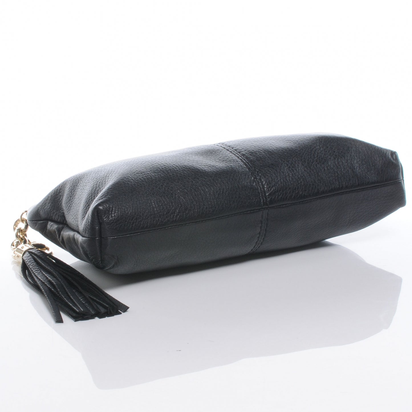Leather Sienna Tassel Small Clutch Black