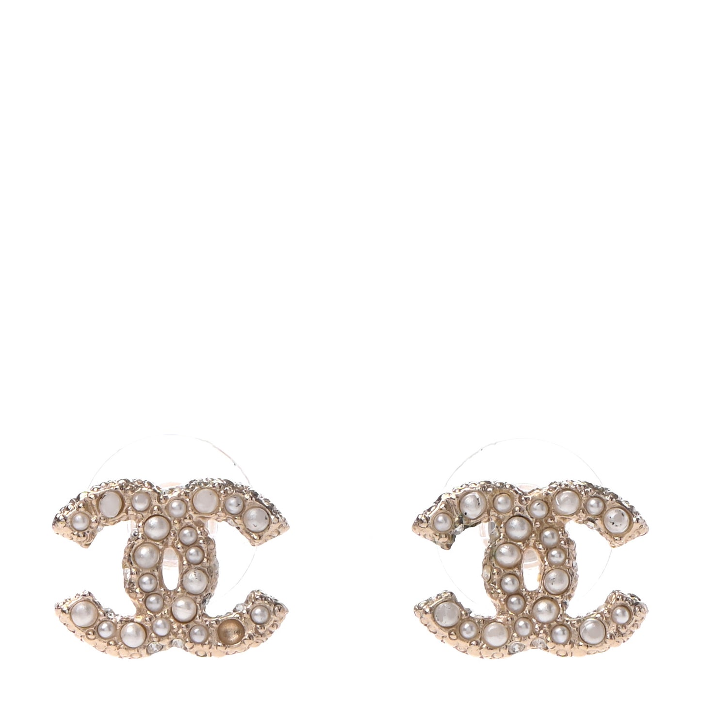 Pearl Crystal CC Earrings Light Gold