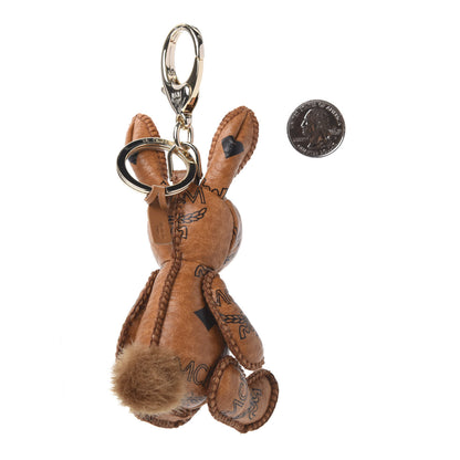 MCM Visetos Rabbit Key Ring Bag Charm Cognac 2 of 6
