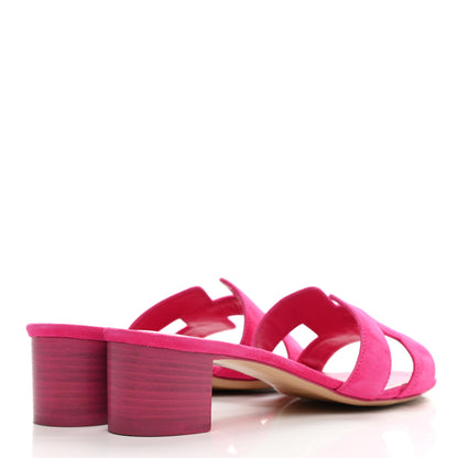 Hermes Suede Goatskin Oasis Sandals 37.5 Rose Fuchsia 4 of 12