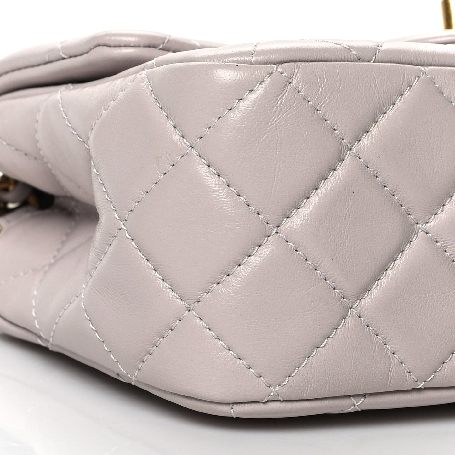 Lambskin Quilted Mini Pearl Crush Flap Light Purple