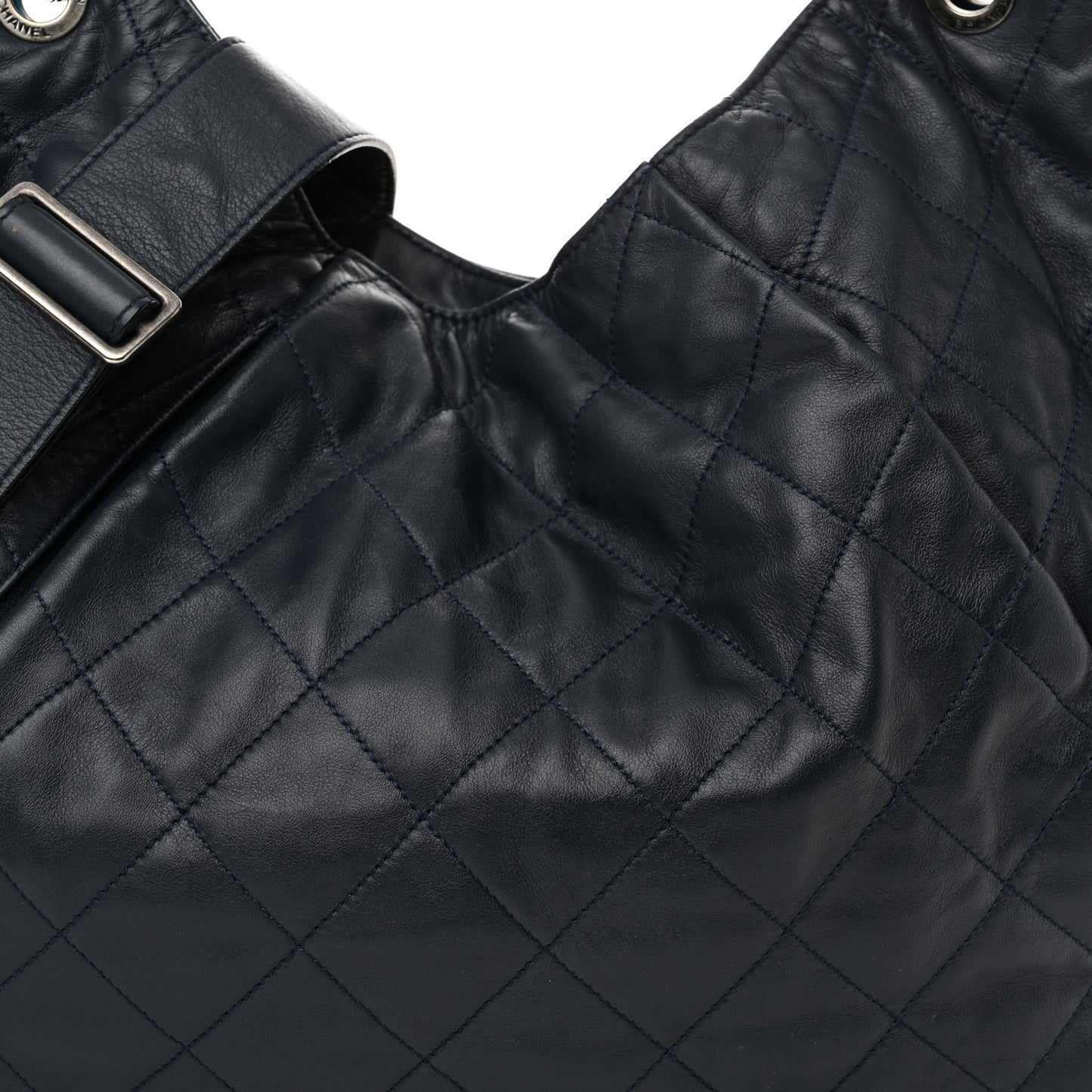 Calfskin Coco Pleats Hobo Dark Blue