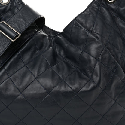 Chanel Calfskin Coco Pleats Hobo Dark Blue 8 of 13