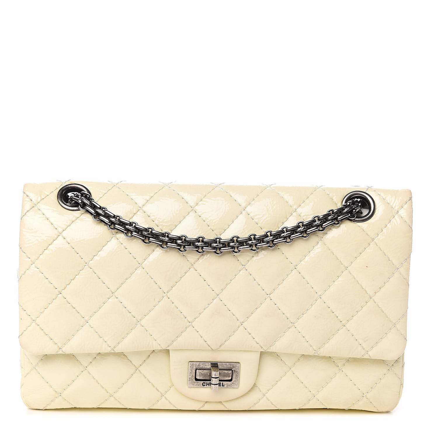 Chanel Patent Distressed Calfskin Quilted 2.55 Reissue 225 Flap White 1 of 10
