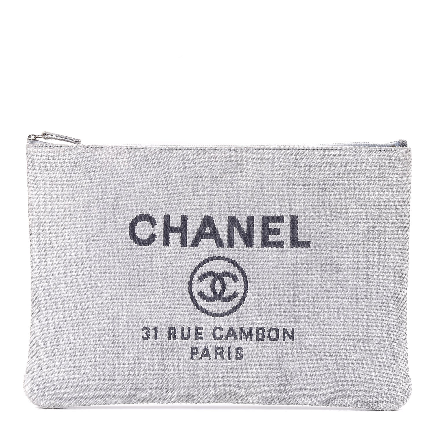 Chanel Canvas Large Deauville Pouch Blue 1 of 11