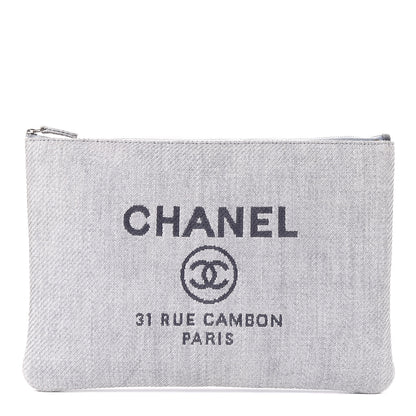 Chanel Canvas Large Deauville Pouch Blue 1 of 11