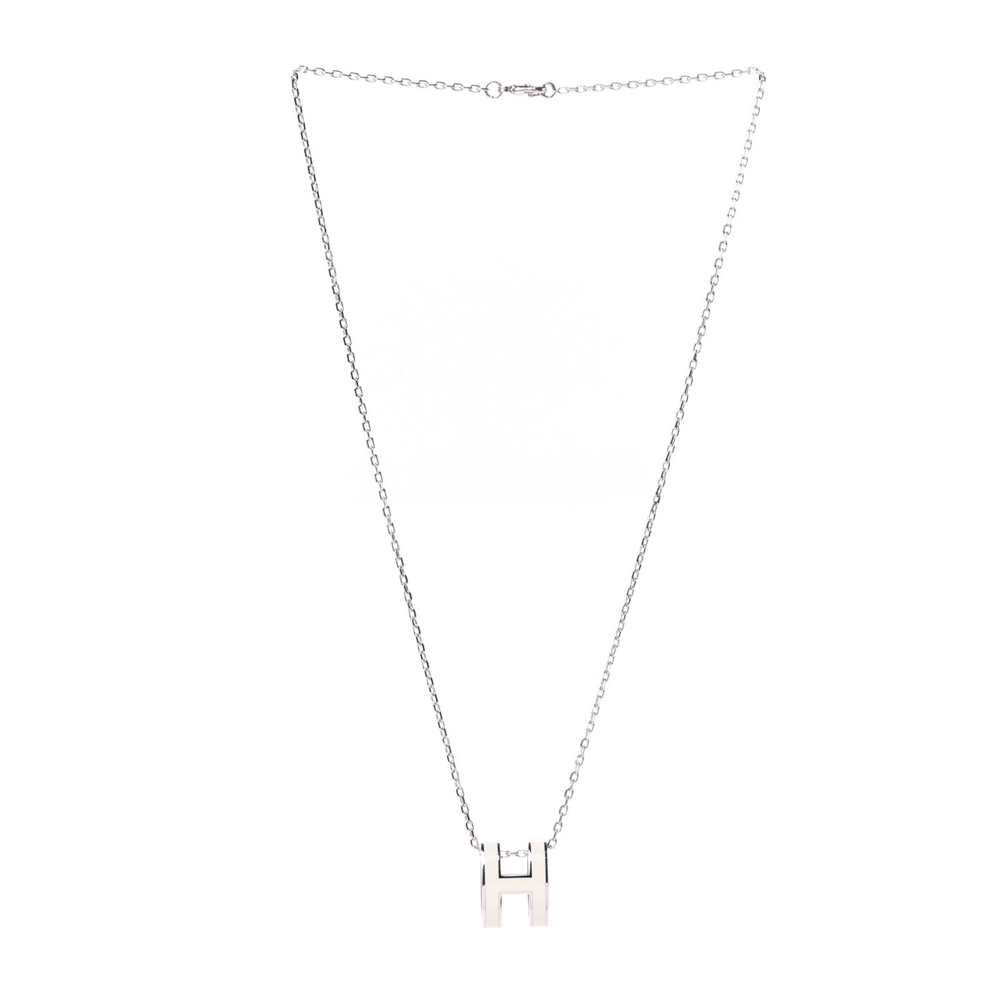 Lacquered Palladium Mini Pop H Pendant Necklace White