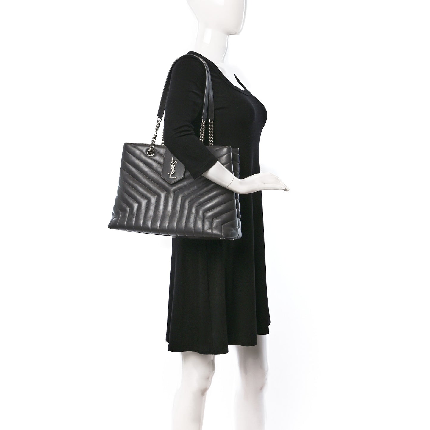 Calfskin Y Quilted Monogram Large Loulou Shopper Storm