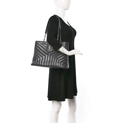 Saint Laurent Calfskin Y Quilted Monogram Large Loulou Shopper Storm 2 of 17
