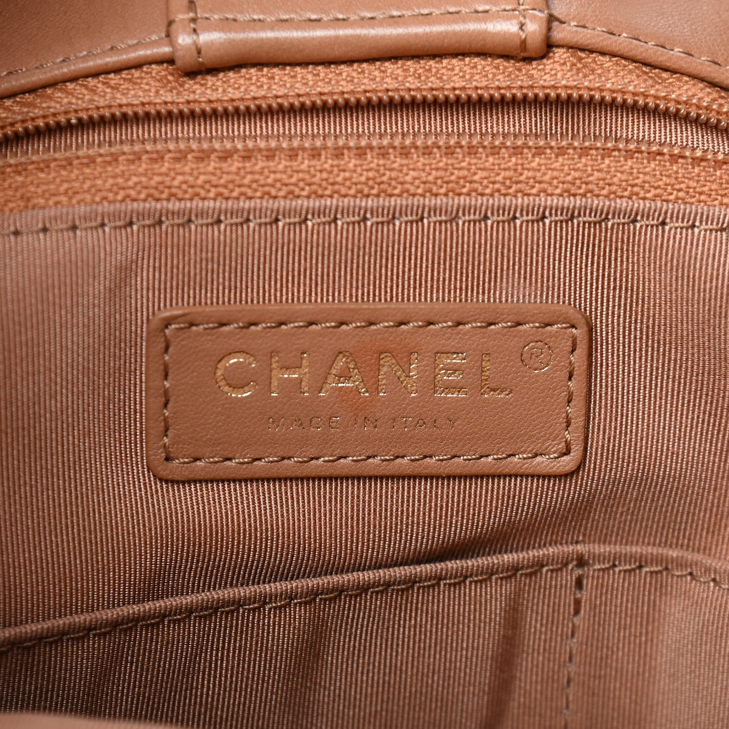 Lambskin Quilted Large Drawstring Shoulder Bag Dark Beige