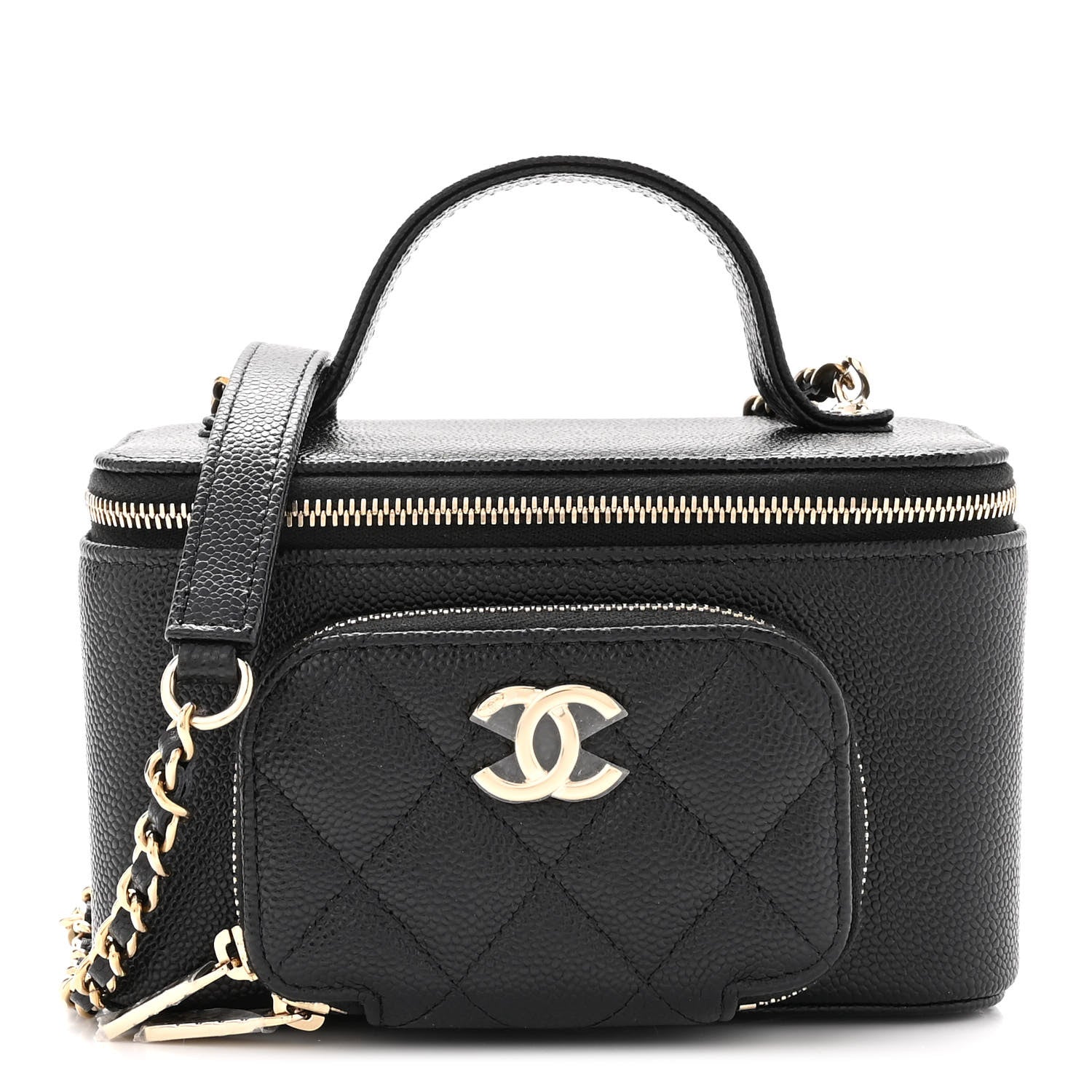 Chanel Caviar Quilted Top Handle Pocket Vanity Case Black 1 of 11