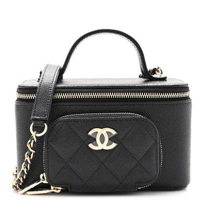 Chanel Caviar Quilted Top Handle Pocket Vanity Case Black 1 of 11