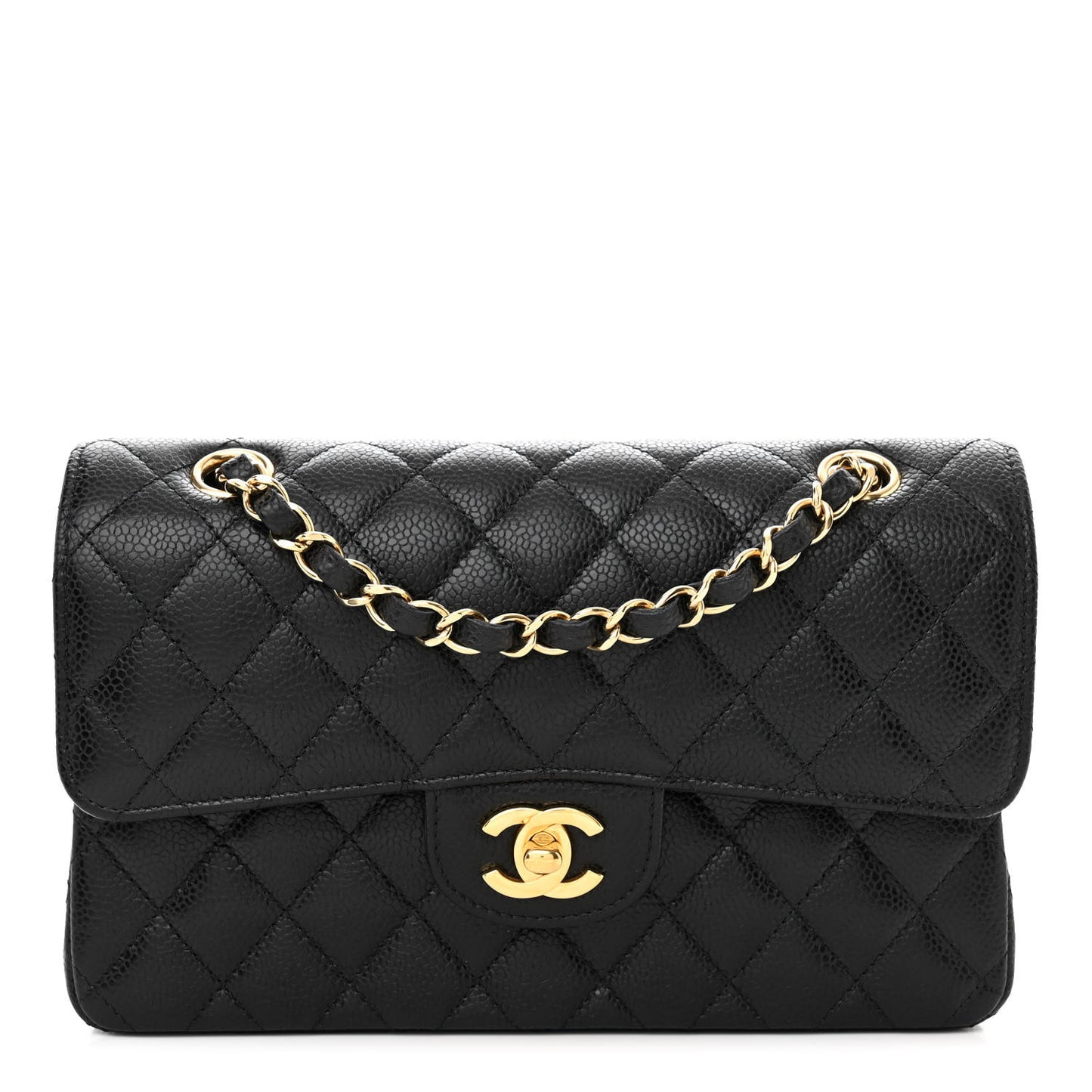Caviar Quilted Small Double Flap Black