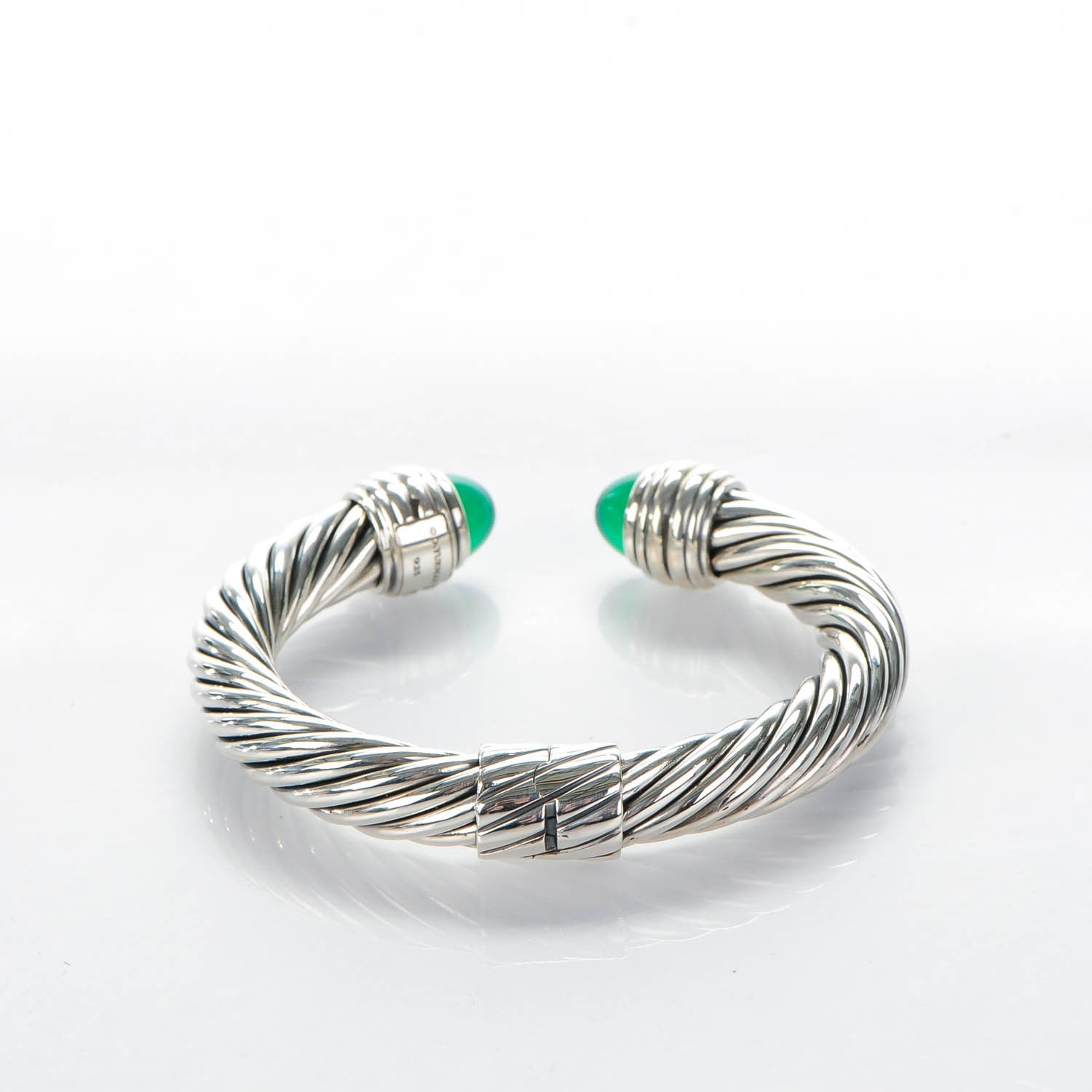 David Yurman Sterling Silver Green Onyx 10mm Cable Classics Bracelet 3 of 5