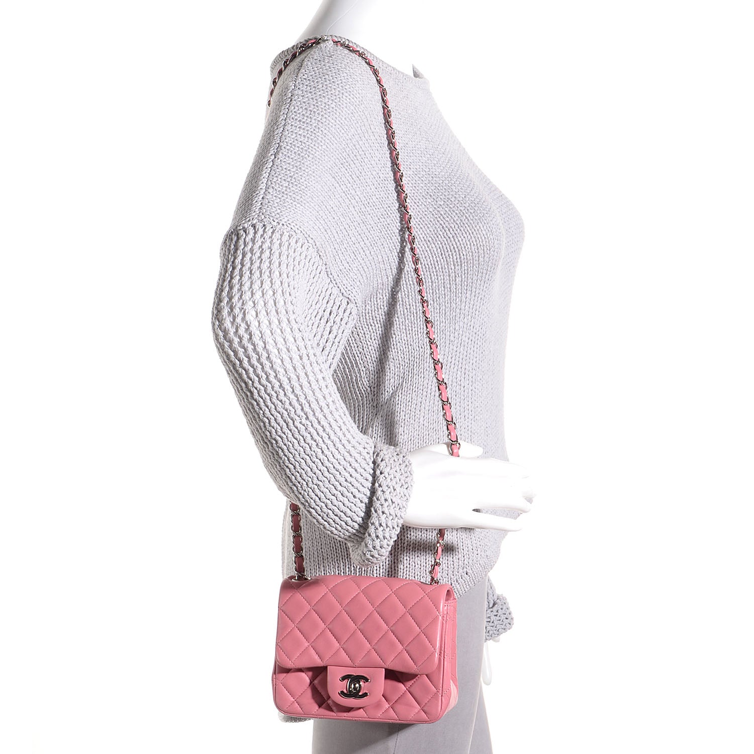Chanel Lambskin Quilted Mini Square Flap Pink 2 of 8