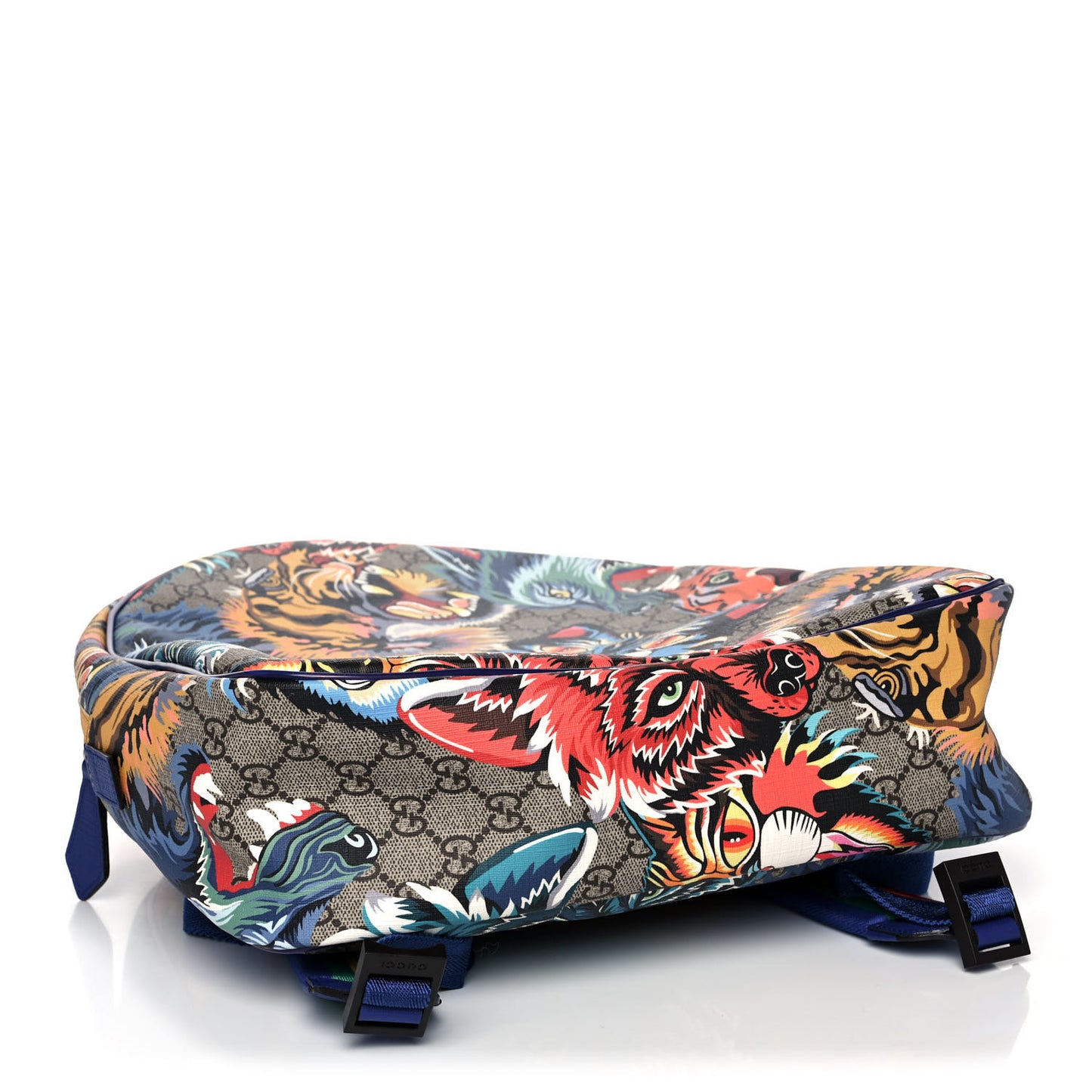 GG Supreme Monogram Childrens Animal Faces Backpack Blue