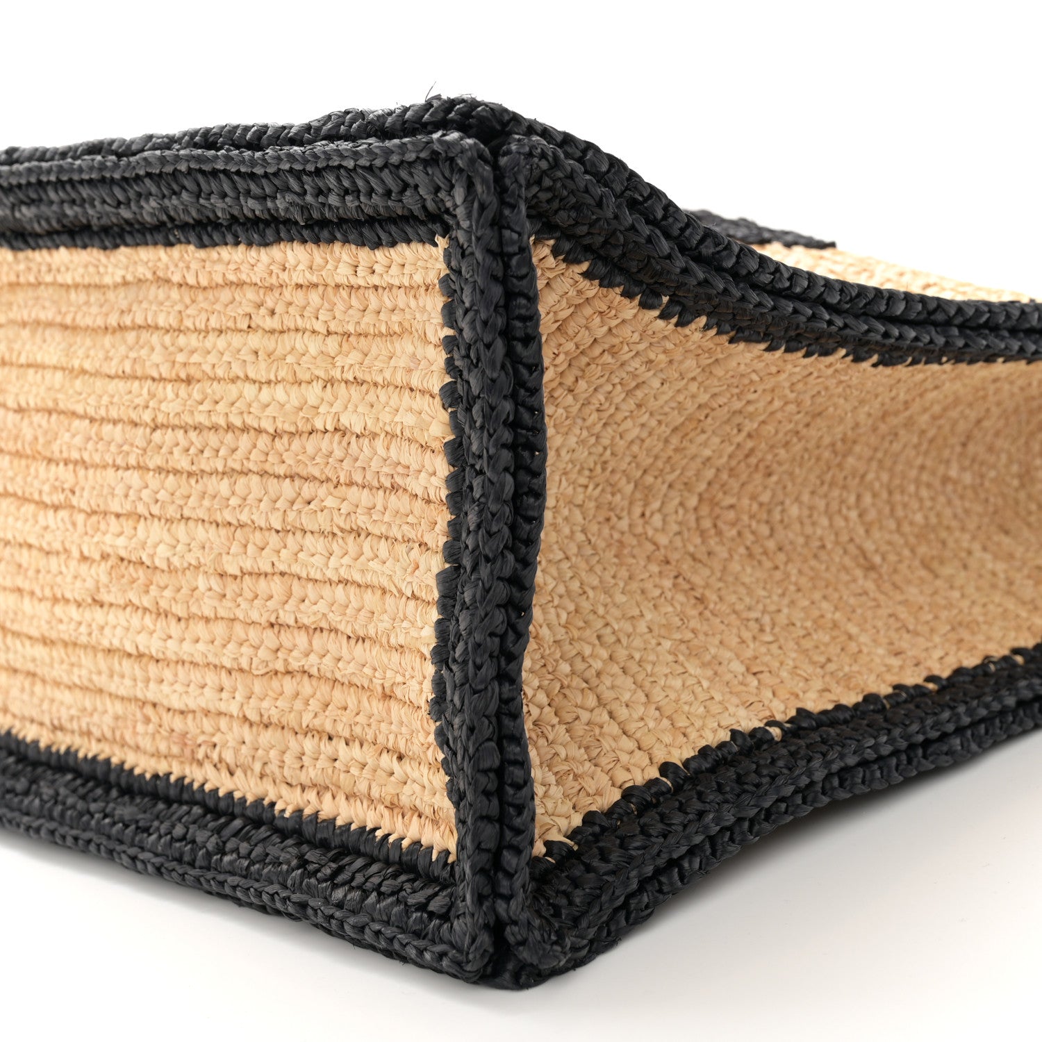 Saint Laurent Raffia Calfskin Rive Gauche Tote Naturale Black 10 of 12