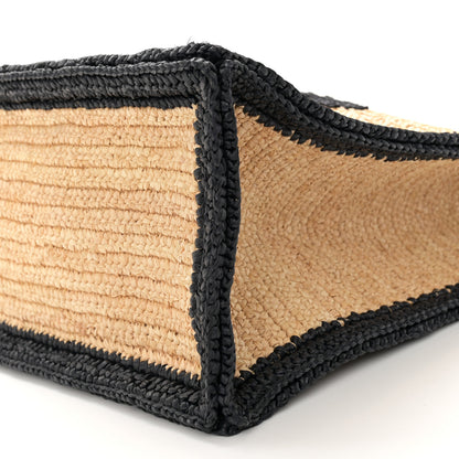 Saint Laurent Raffia Calfskin Rive Gauche Tote Naturale Black 10 of 12