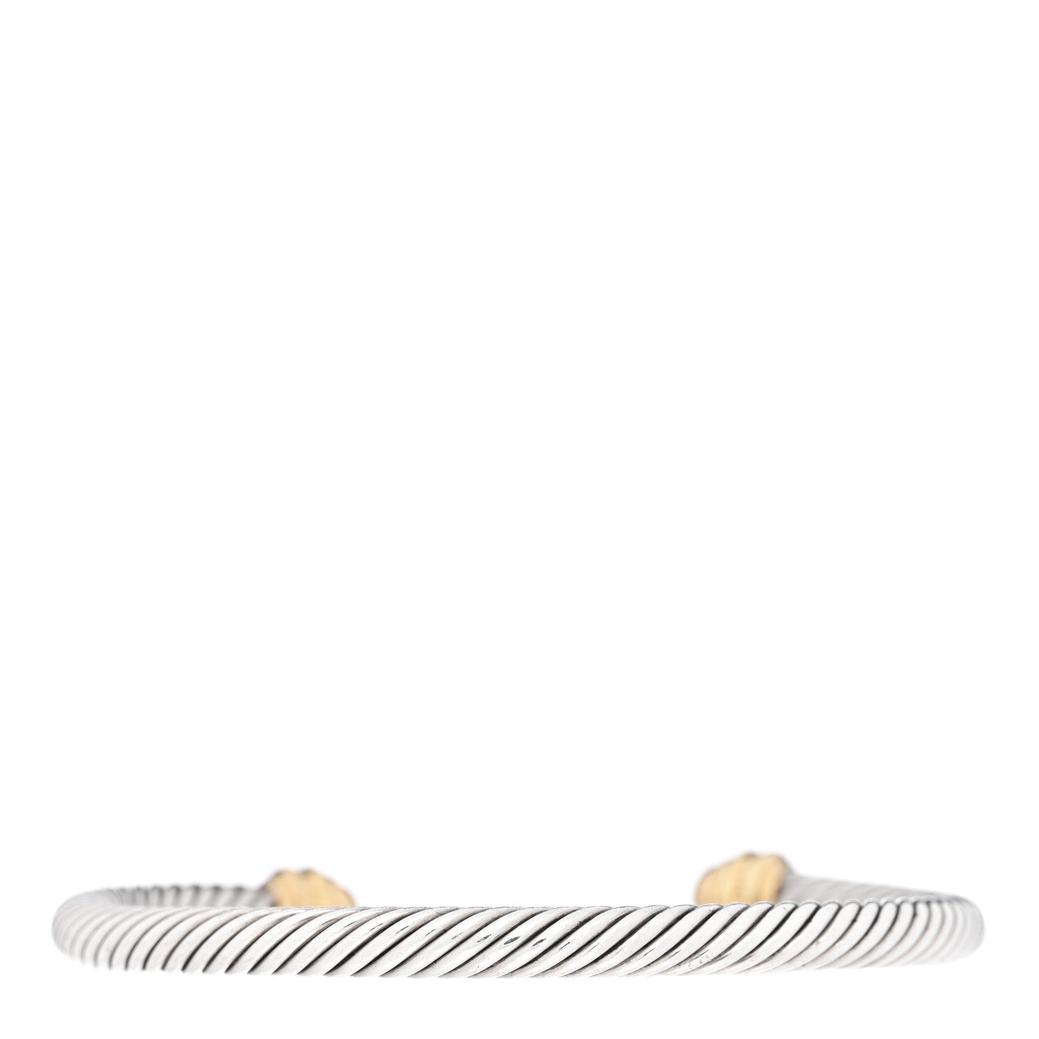 David Yurman Sterling Silver 18K Yellow Gold Diamond 5mm Cable Classics Bracelet 2 of 4