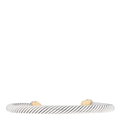 David Yurman Sterling Silver 18K Yellow Gold Diamond 5mm Cable Classics Bracelet 2 of 4