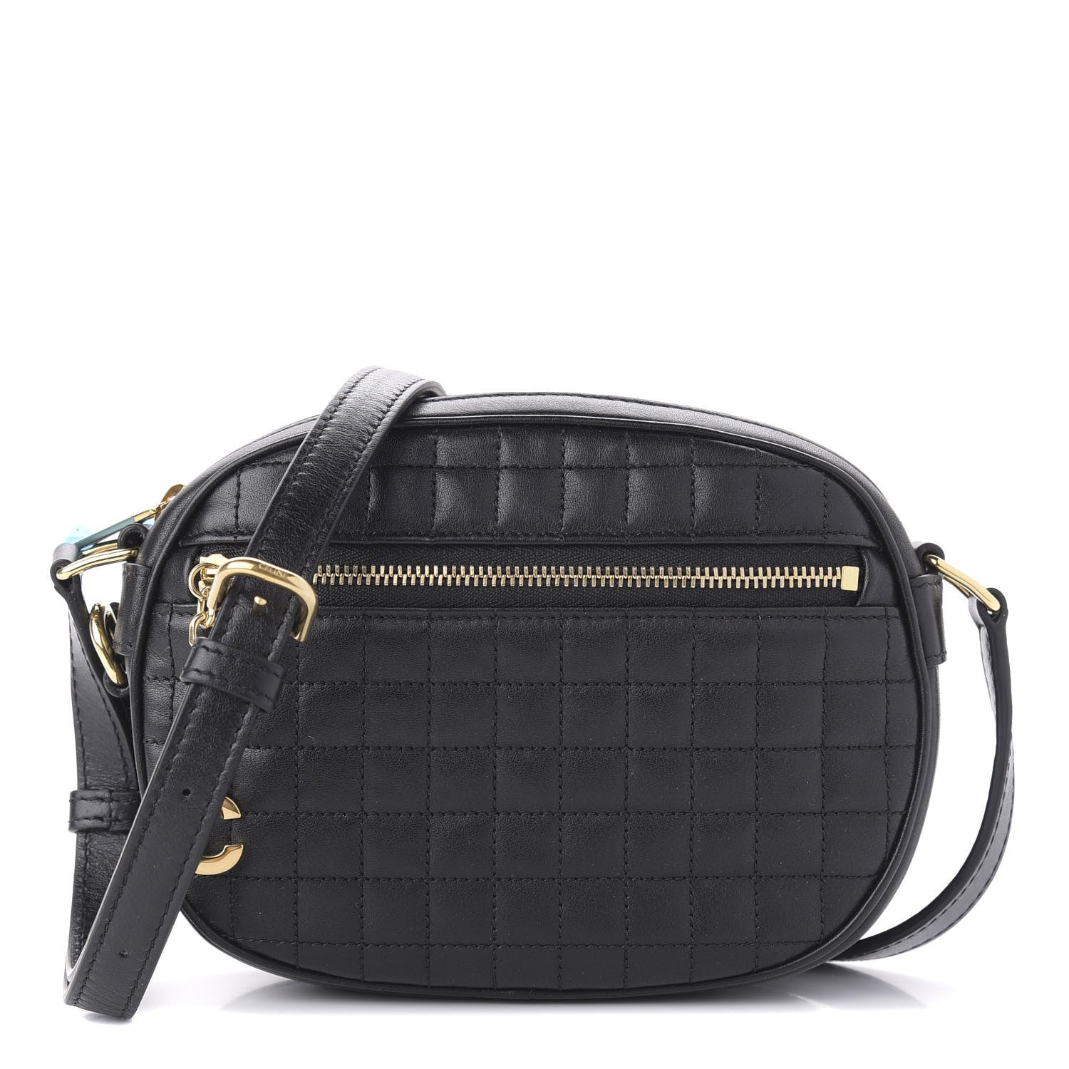 Celine Calfskin Quilted Small C Charm Bag Black 1 of 10
