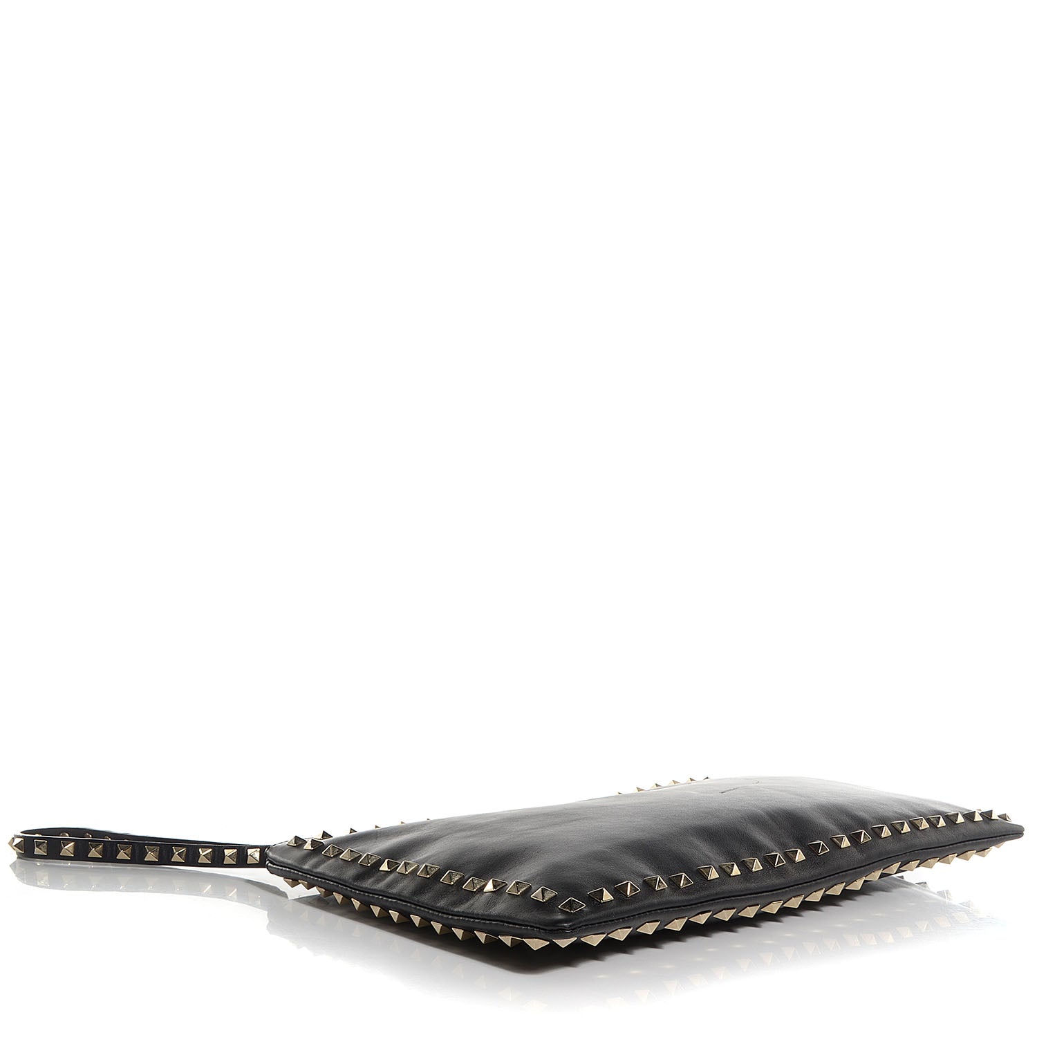 Valentino Garavani Vitello Large Rockstud Zip Wristlet Pouch Black 4 of 9