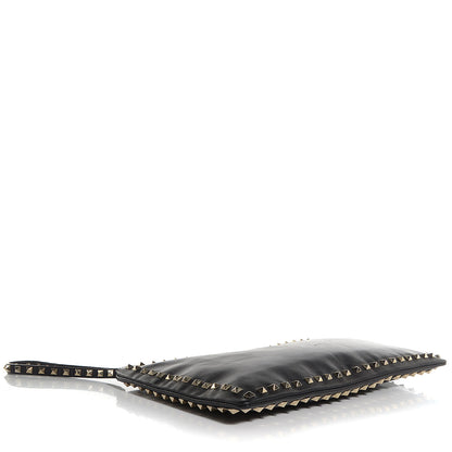 Valentino Garavani Vitello Large Rockstud Zip Wristlet Pouch Black 4 of 9