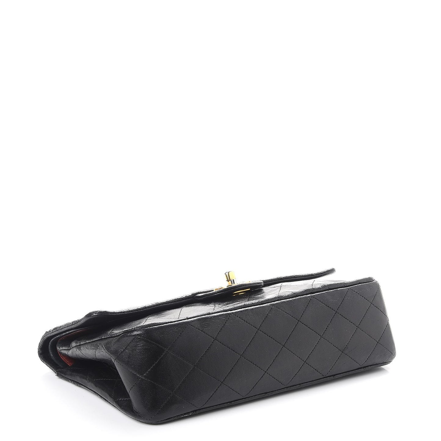 Lambskin Quilted Medium Double Flap Bag Black