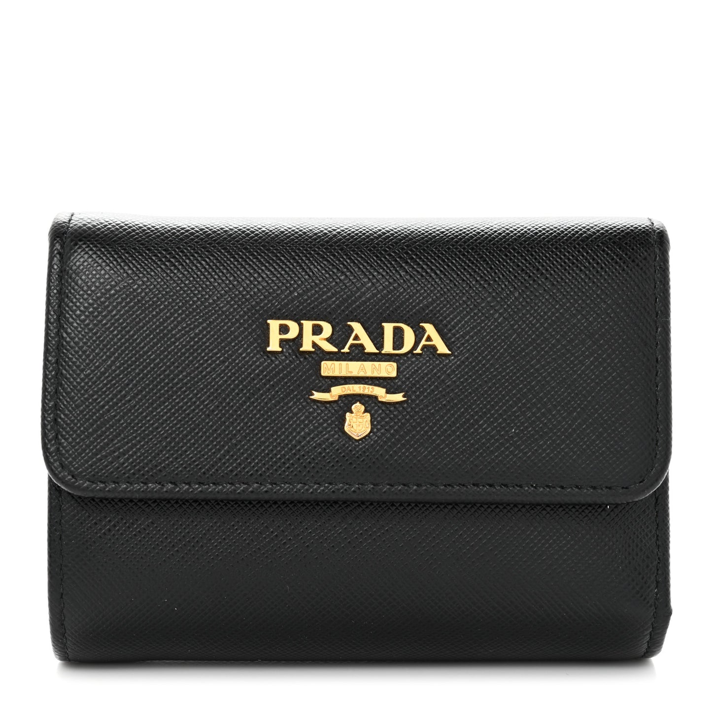 Saffiano Metal Tri-Fold Wallet Black