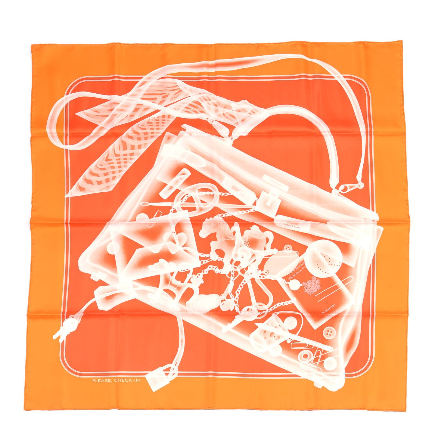 Silk Please Check In Scarf 90 Orange Vermillon