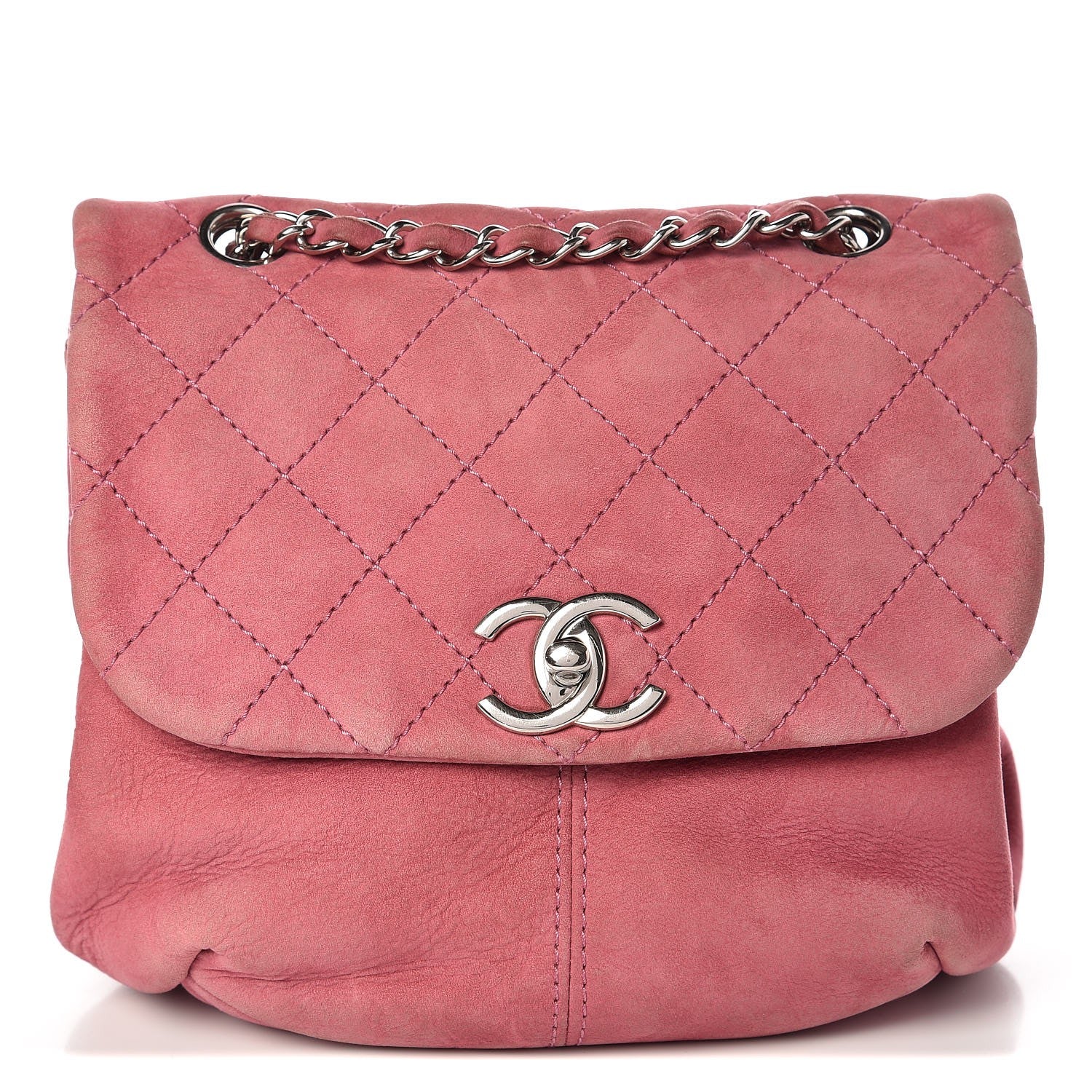 Chanel Suede Quilted Mini Trianon Messenger Flap Pink 1 of 9
