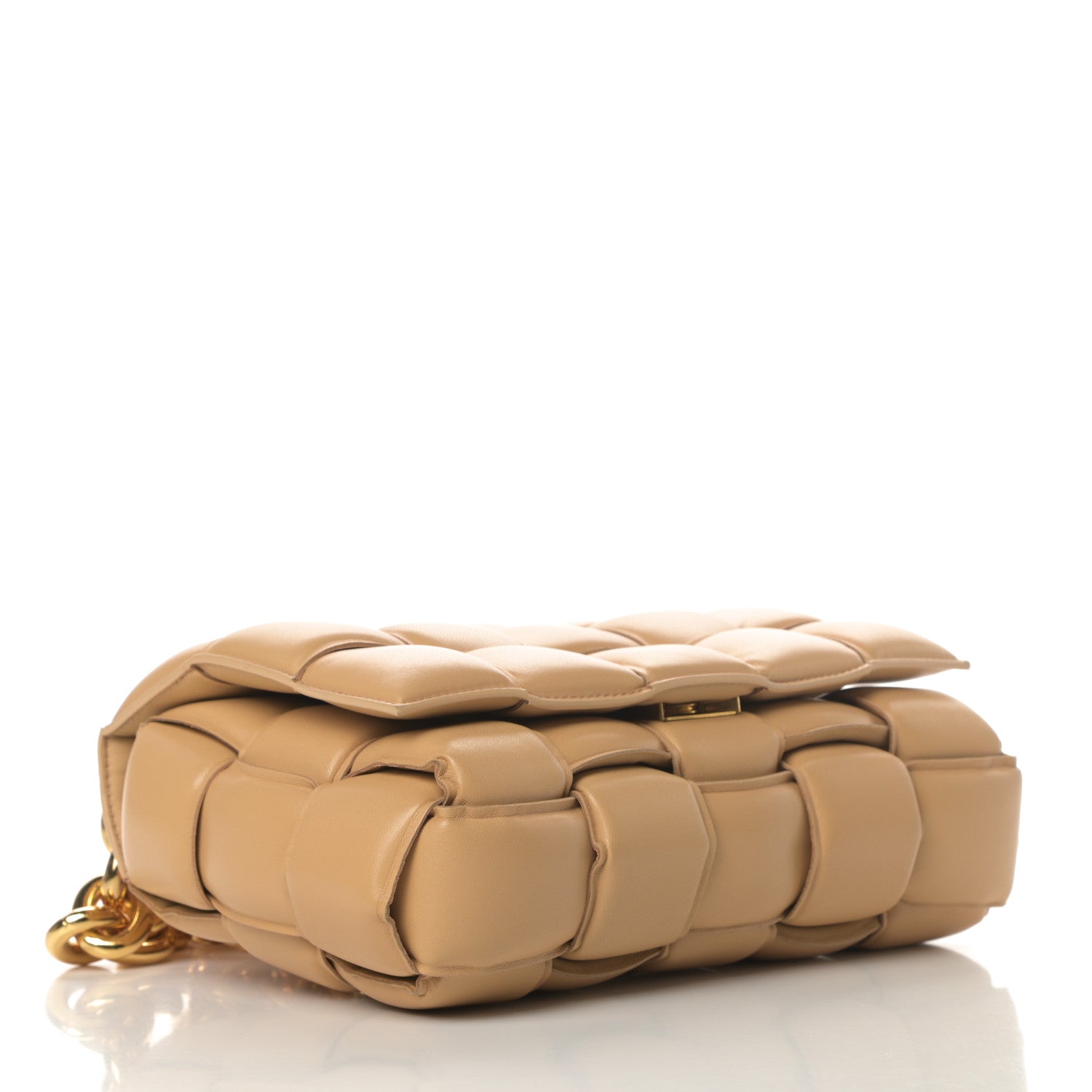 Bottega Veneta Lambskin Maxi Intreccio Padded Chain Cassette Crossbody Bag Almond 4 of 11