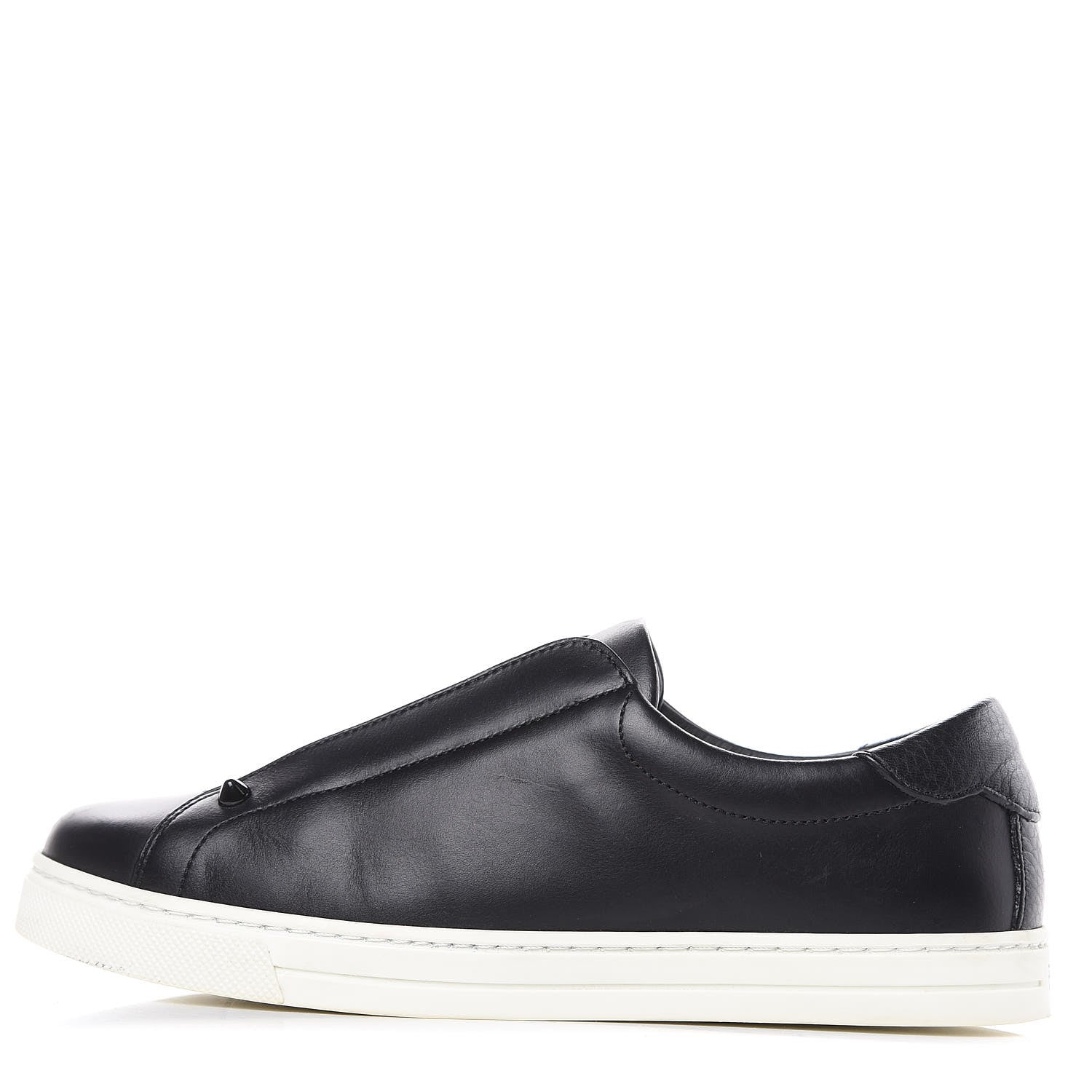 Fendi Vitello Microfiber FF Rockoclick Slip On Sneakers 36.5 Black Tobacco 1 of 9