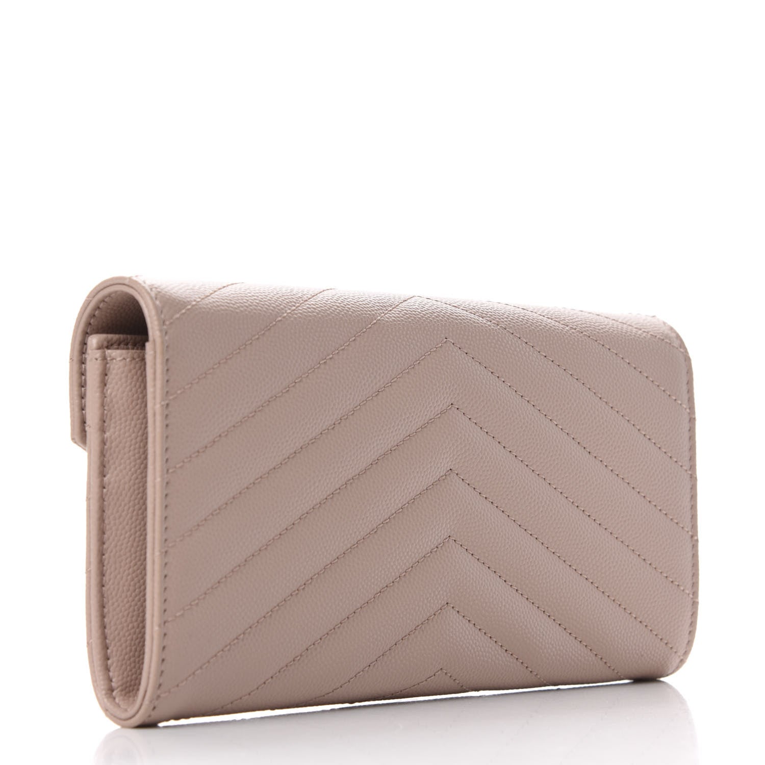 Saint Laurent Grain De Poudre Matelasse Chevron Monogram Flap Wallet Pale Pink 3 of 7