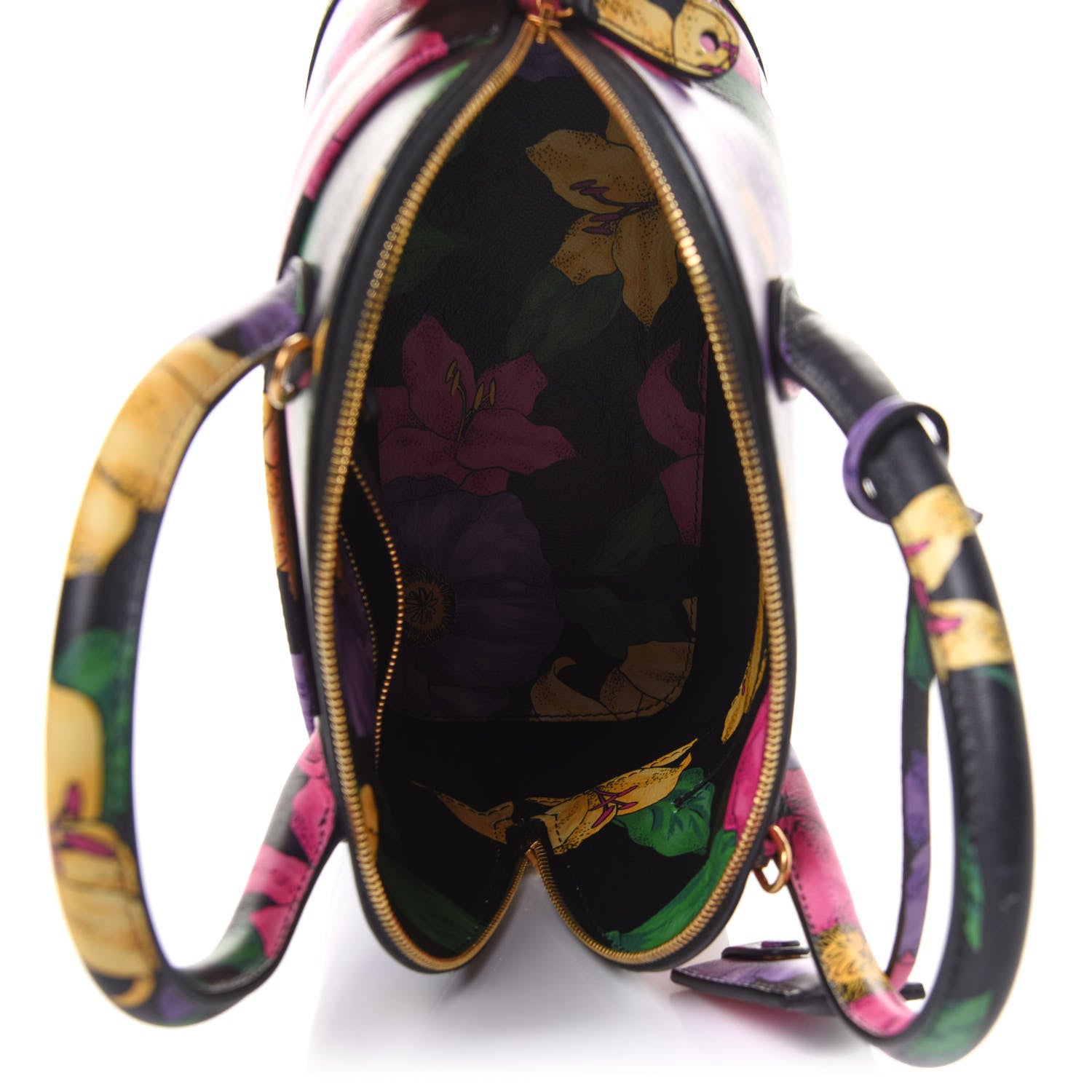 Balenciaga Smooth Calfskin Lush Floral Print S Ville Top Handle Bag Black Multicolor 7 of 10