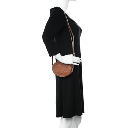 Celine Smooth Calfskin Cuir Small Triomphe Oval Crossbody Purse Tan 2 of 11