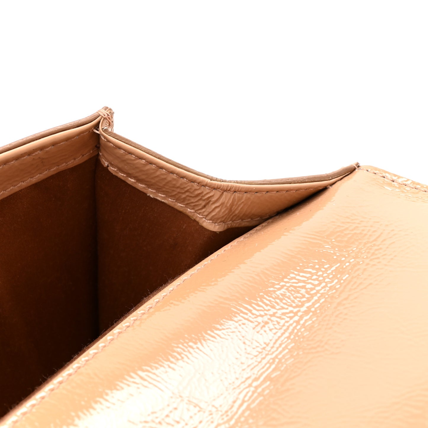 Textured Patent Calfskin Monogram Large Belle De Jour Clutch Beige