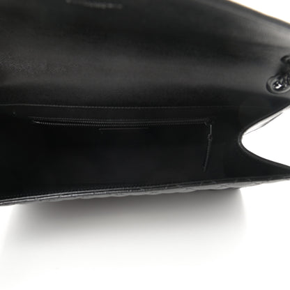Saint Laurent Grain De Poudre Textured Mixed Matelasse Large Triquilt Monogram Monochrome Satchel Black 5 of 13
