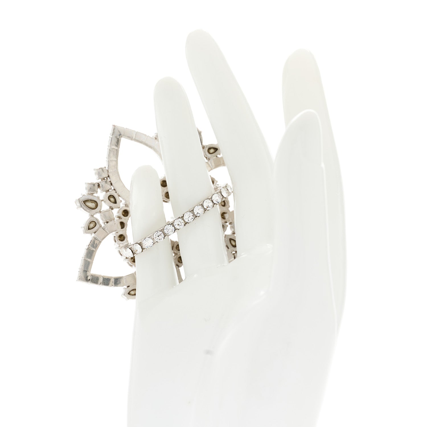 Gucci Metal Crystal Interlocking G Flower Ring M Silver 7 of 7