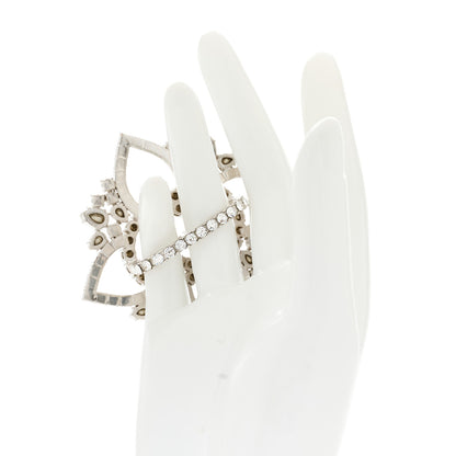 Gucci Metal Crystal Interlocking G Flower Ring M Silver 7 of 7