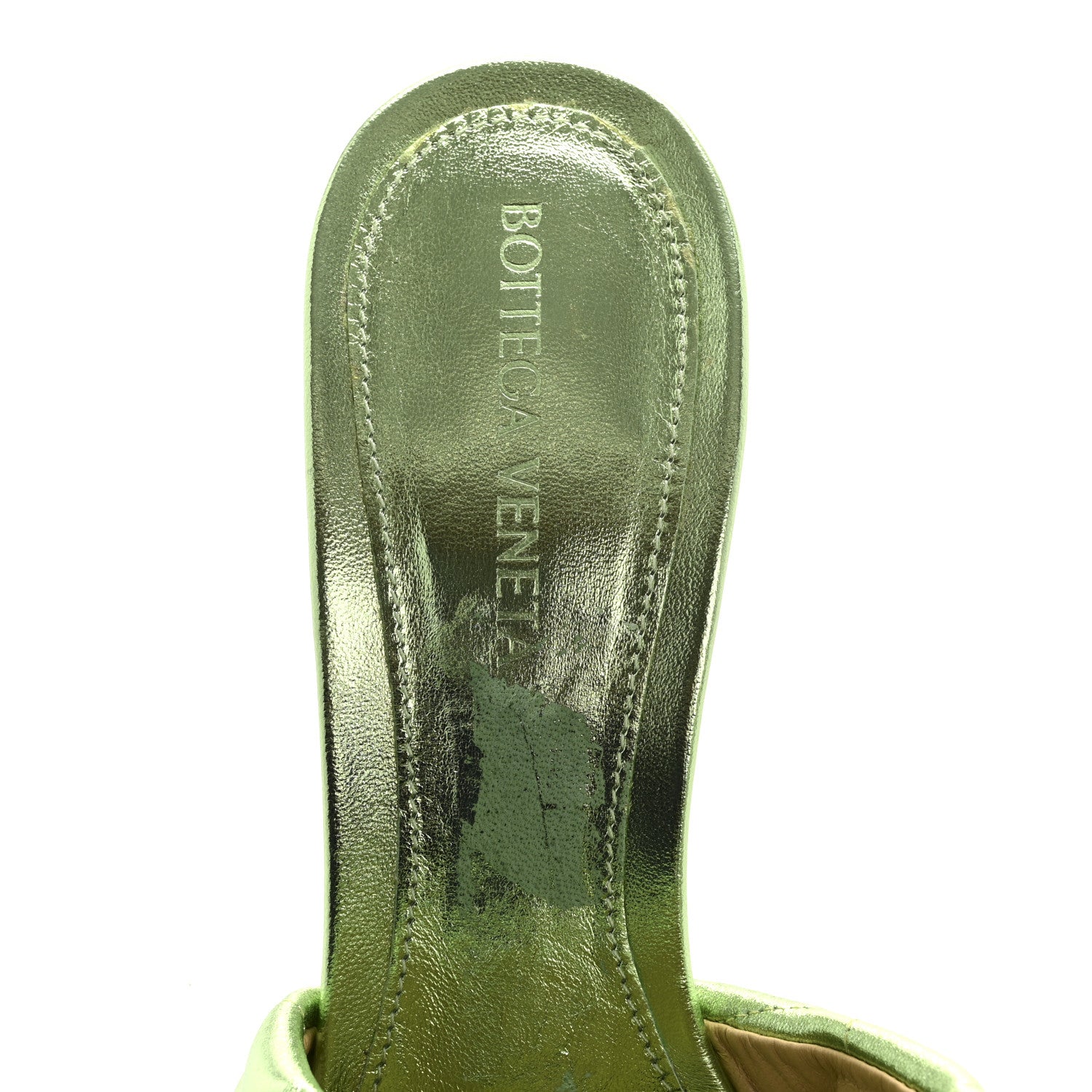 Bottega Veneta Metallic Nappa Reflection Matelasse Padded Mule Sandals 37.5 Pistachio 7 of 8