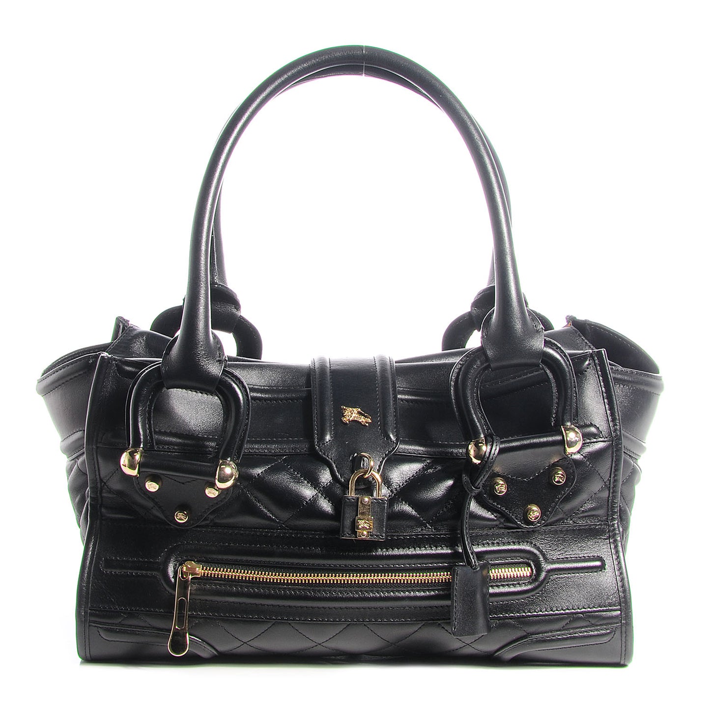 Quilted Calfskin Large Manor Tote Black