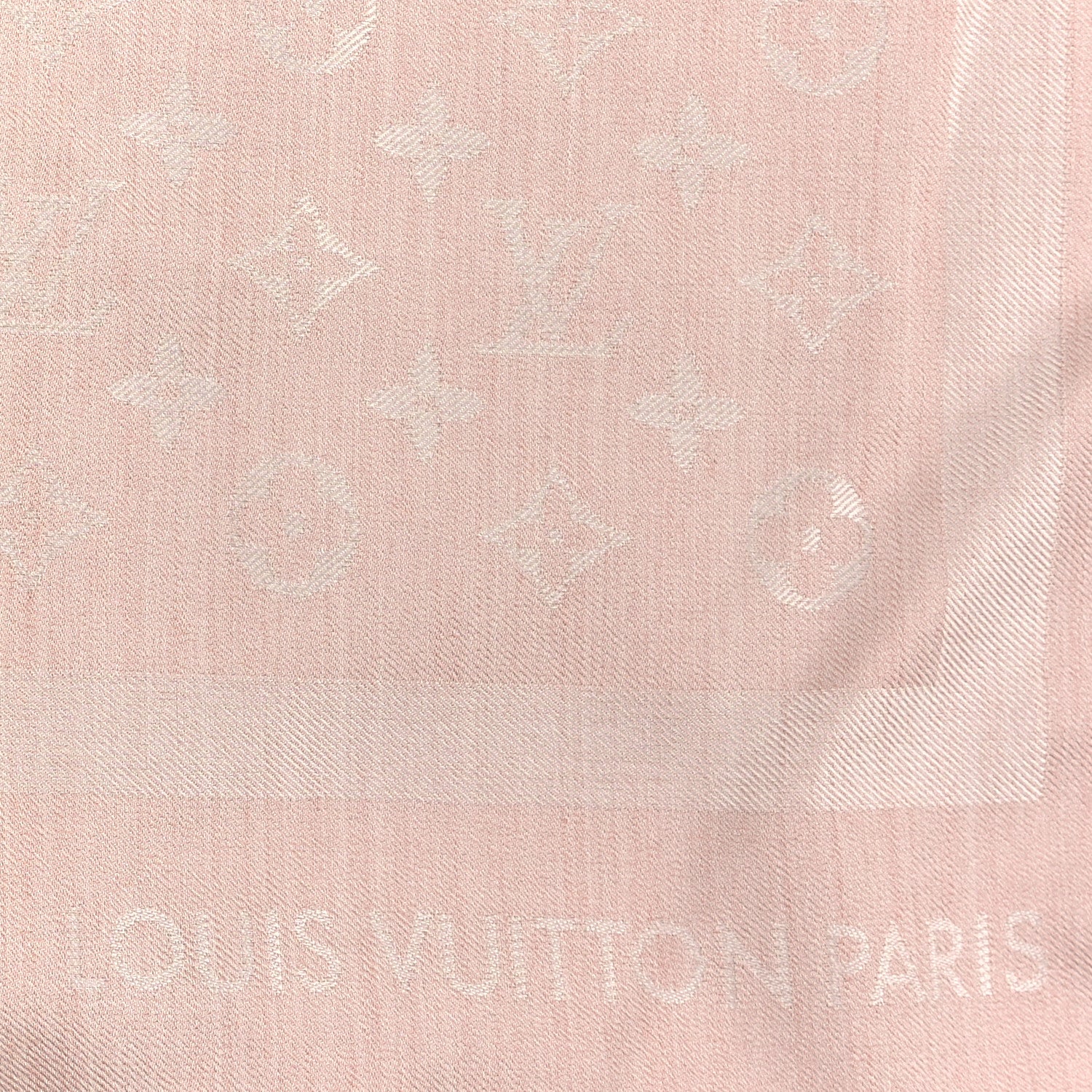 Louis Vuitton Silk Wool Monogram Denim Shawl Light Pink 2 of 4