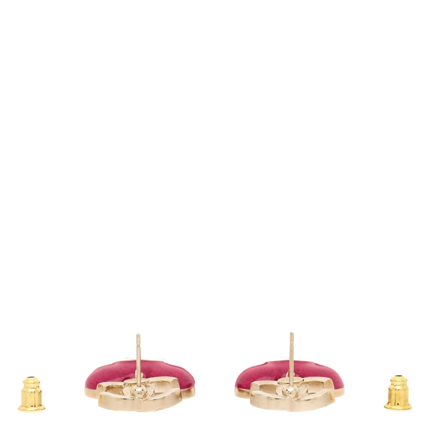 Chanel Crystal CC Resin Heart Drop Earrings Pink Gold 3 of 6