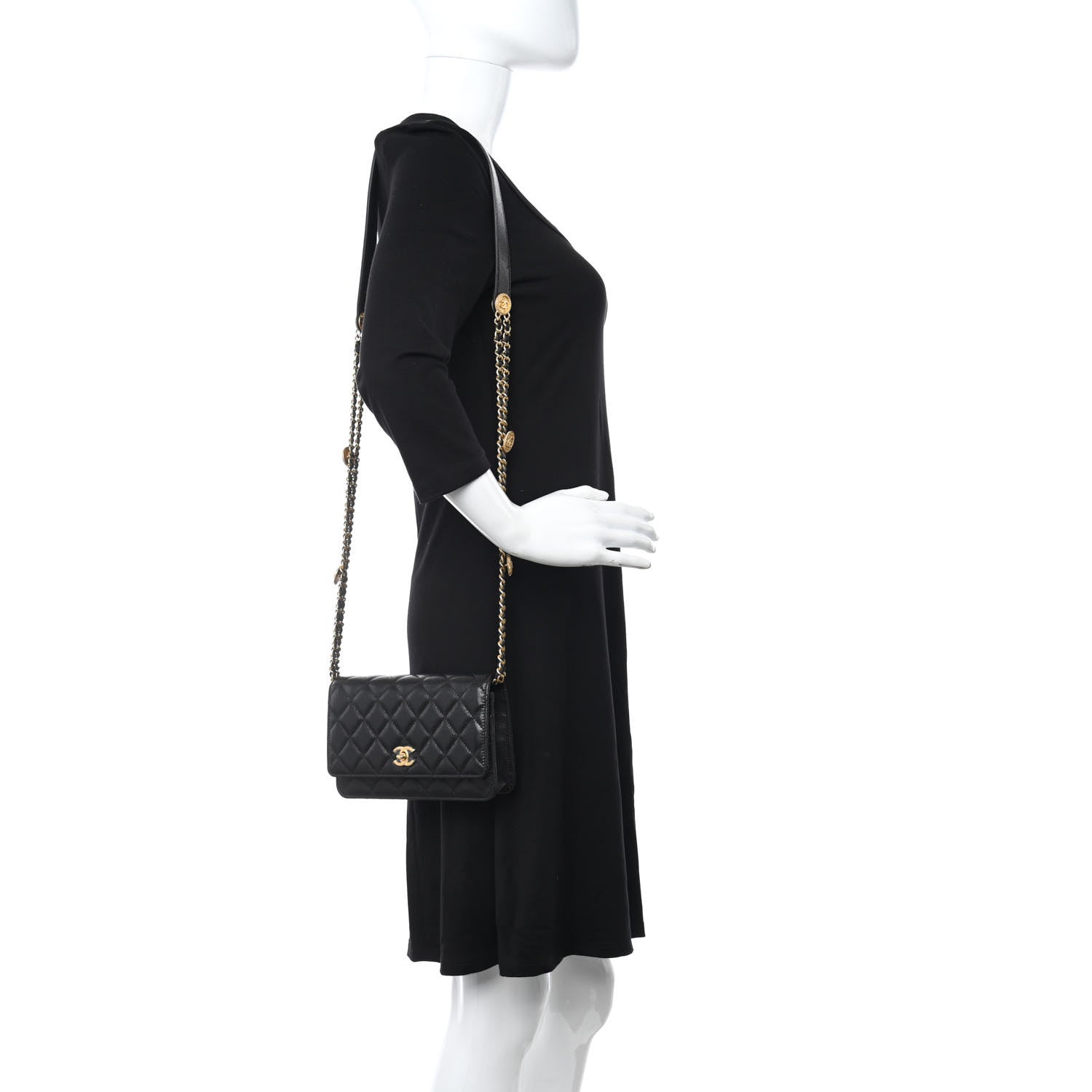 Chanel Caviar Quilted Twist Your Buttons Wallet On Chain WOC Black 2 of 11