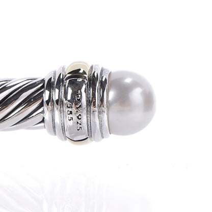 David Yurman Sterling Silver 14K Yellow Gold Pearl 5mm Cable Classics Bracelet 4 of 5