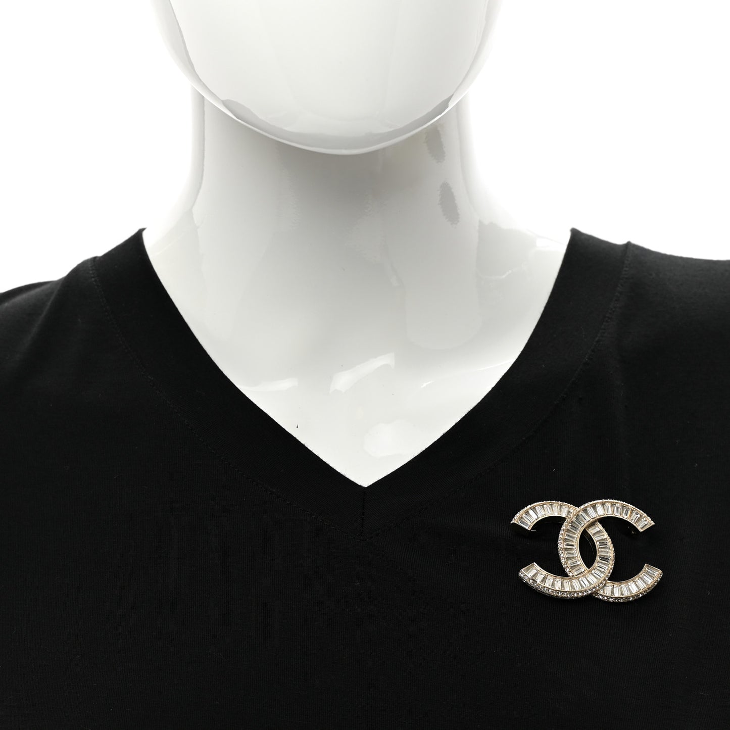 Baguette Crystal CC Brooch Gold