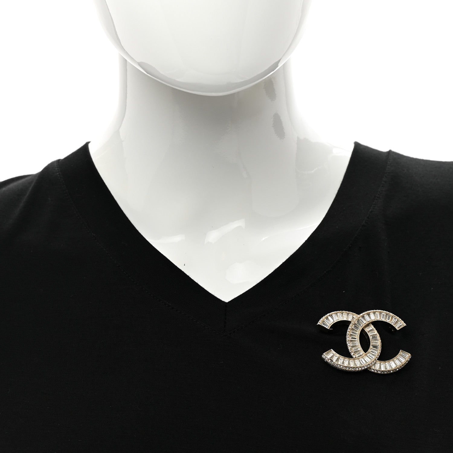 Chanel Baguette Crystal CC Brooch Gold 2 of 5